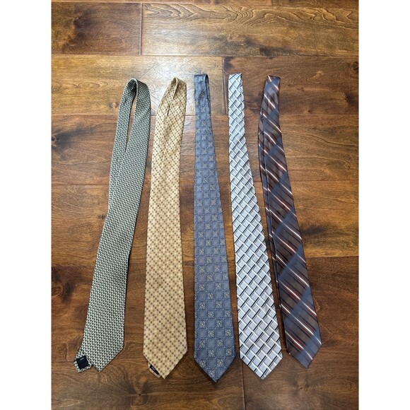 Lot Of 5 Designer Silk Tie Jos A Bank Signature, Calvin Klein, Arrow, Axcess - Picture 1 of 10